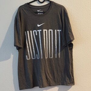 Nike Men's Charcoal Tee with 'Just Do It' Slogan